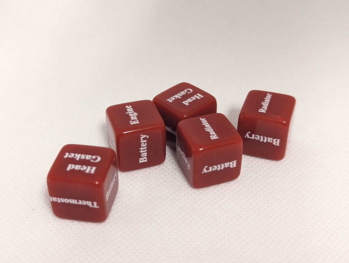 Mechanics Dice d6 | What's Wrong with Your Car Dice 6-Sided 16mm Diagnostic Dice - Blue / 1 Dice