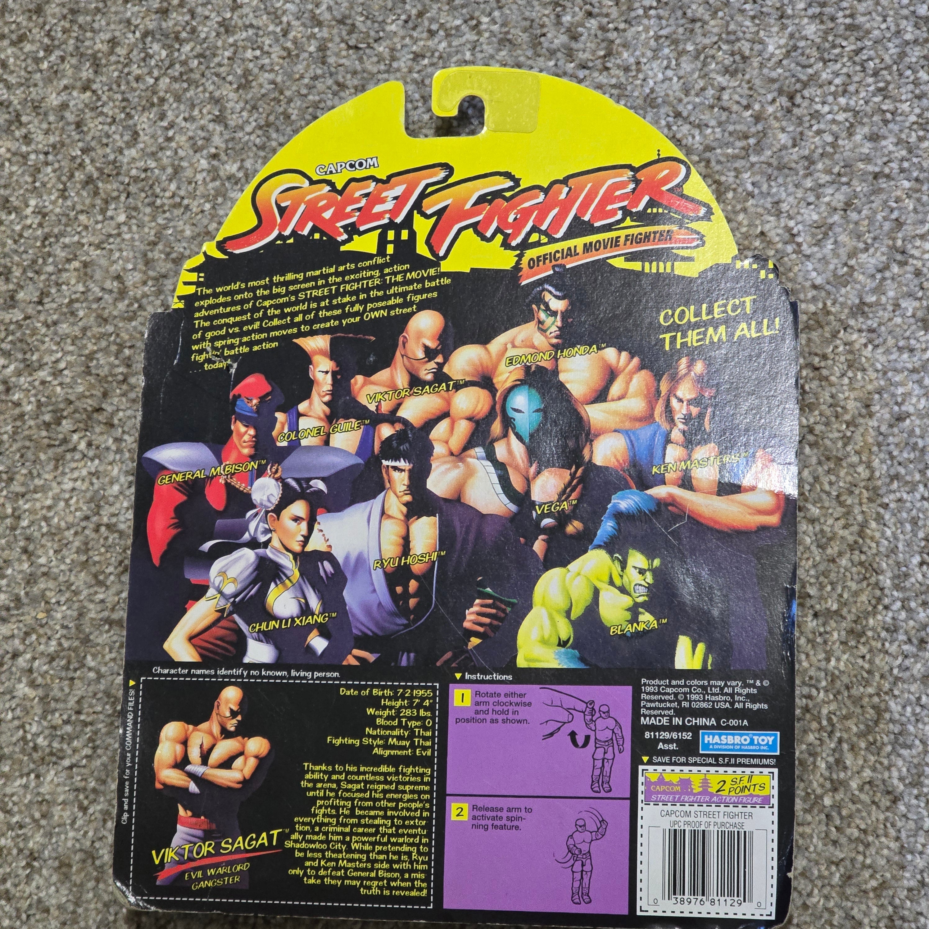 Vintage Street Fighter Sagat Action Figure Hasbro Capcom 1993 Sealed