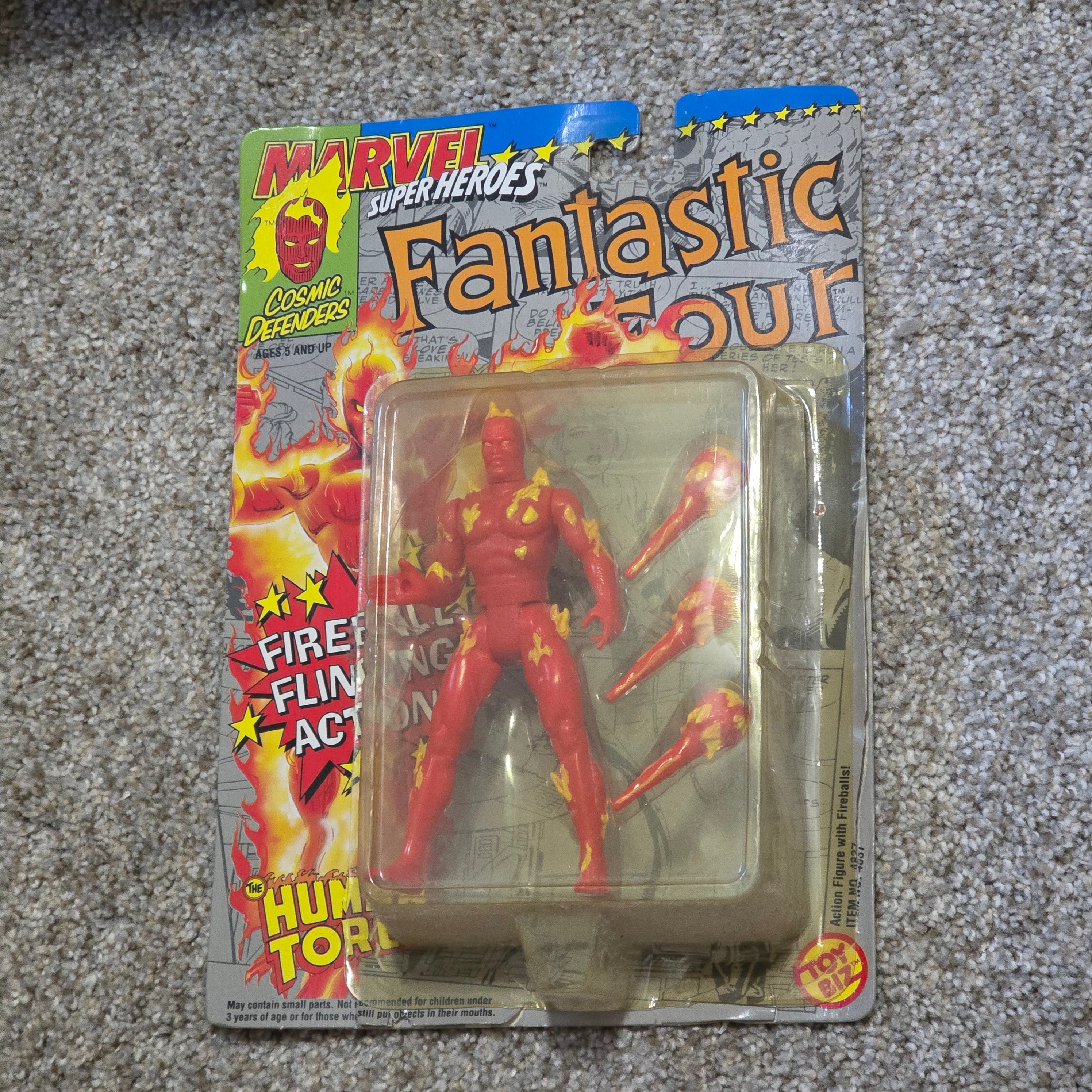 Vintage Human Torch Toy Biz Marvel Super Heroes Figure Sealed Carded