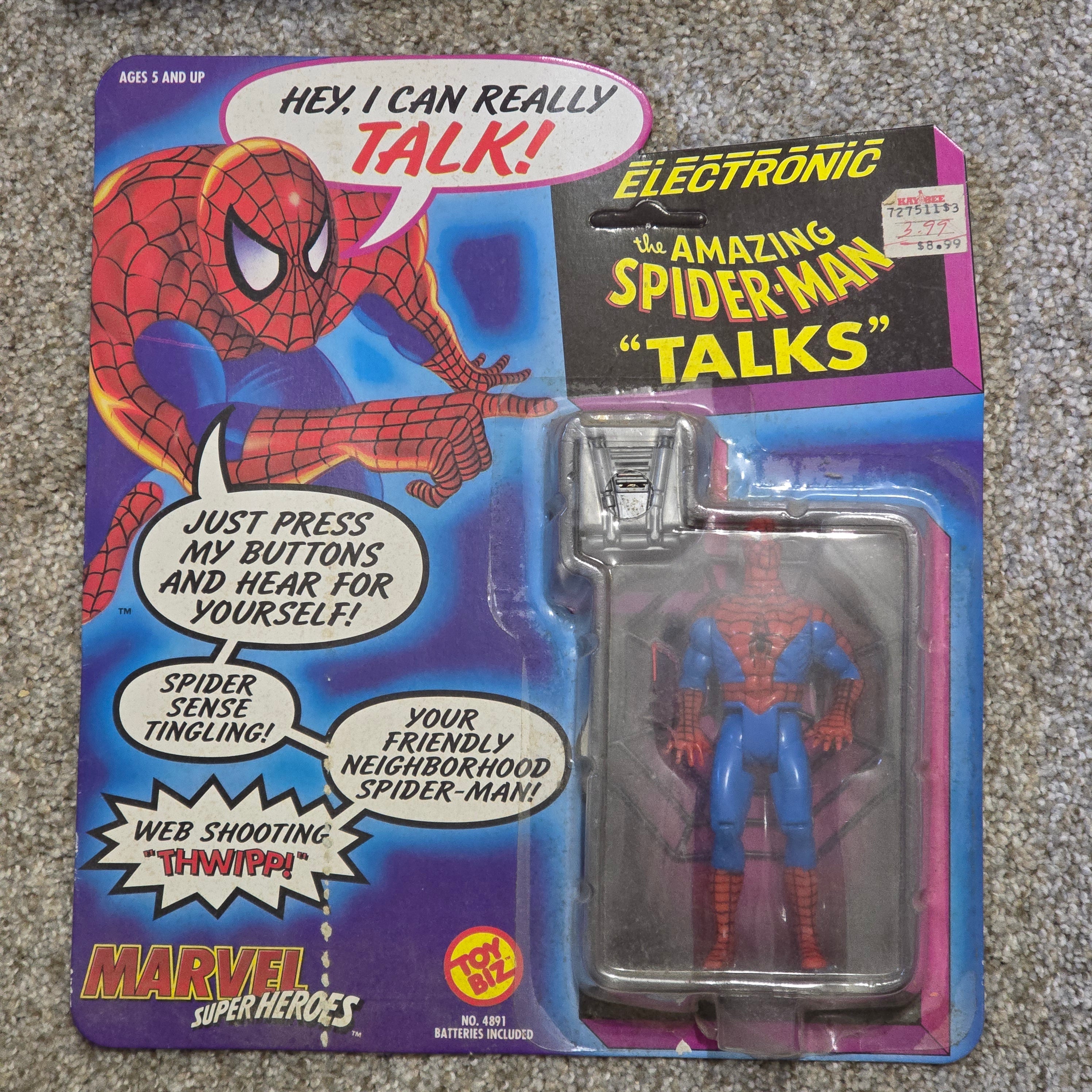 Vintage Talking Spider-Man Toy Biz Marvel Super Heroes Figure WORKING Sealed