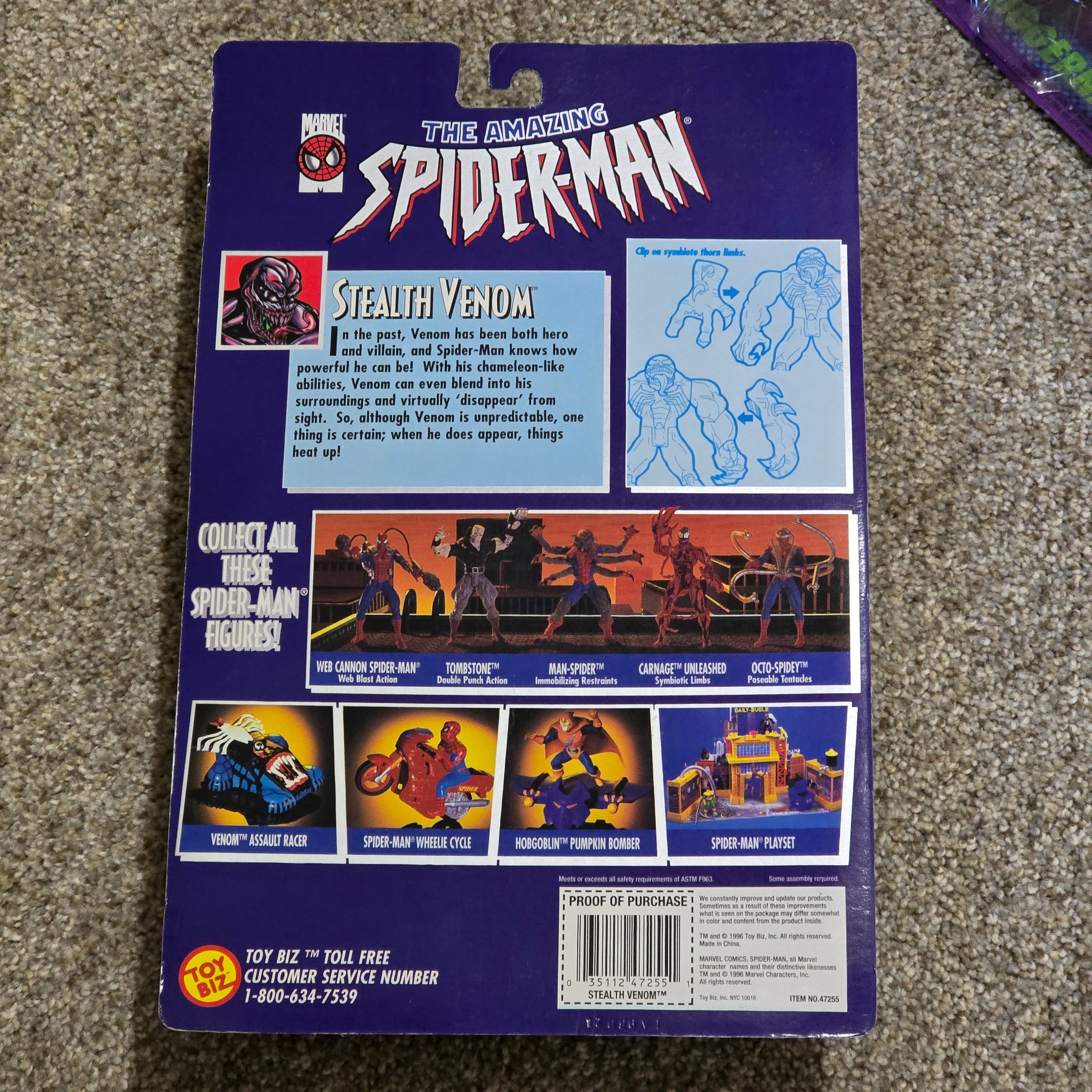Vintage Spider-Man Stealth Venom Toy Biz 1996 Sealed Figure