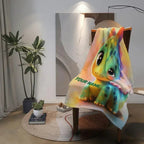 Custom Dinosaur Blanket: Rainbow Flannel Fleece Nursery Throw, Super Soft Name Gift