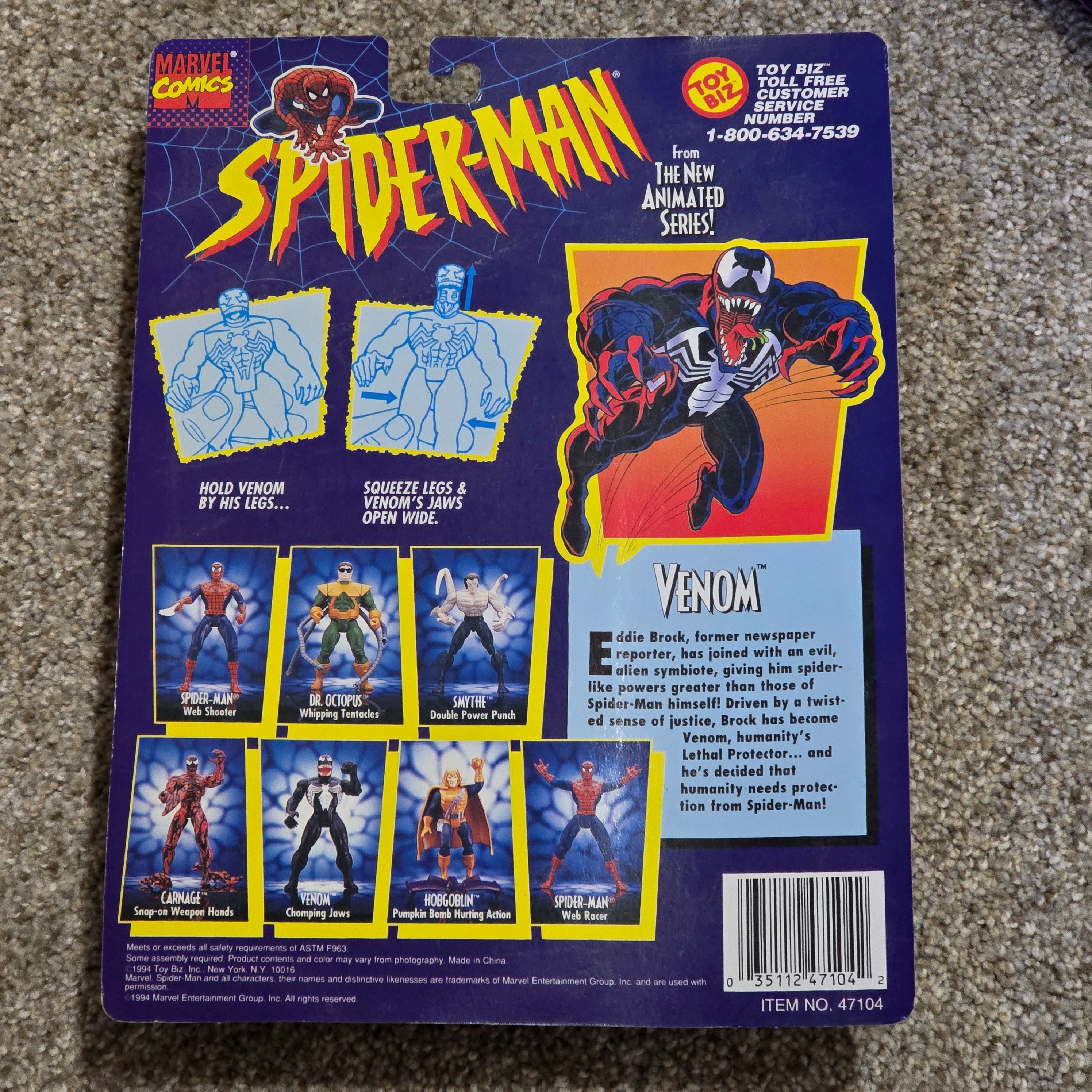 Vintage Spider-Man Venom Toy Biz 1994 Animated Series Sealed