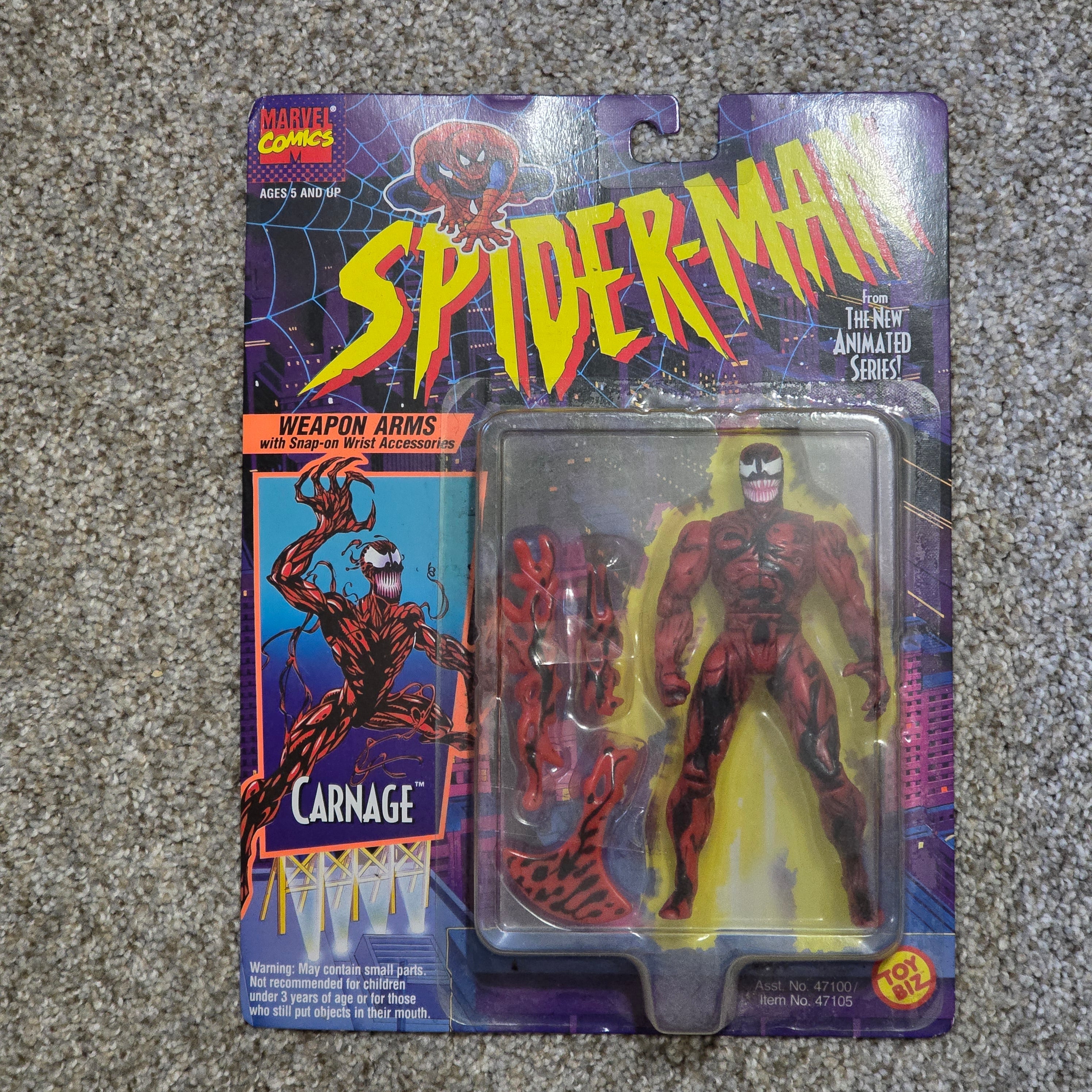 Vintage Carnage Spider-Man Animated Series Toy Biz Action Figure 1994 MOC