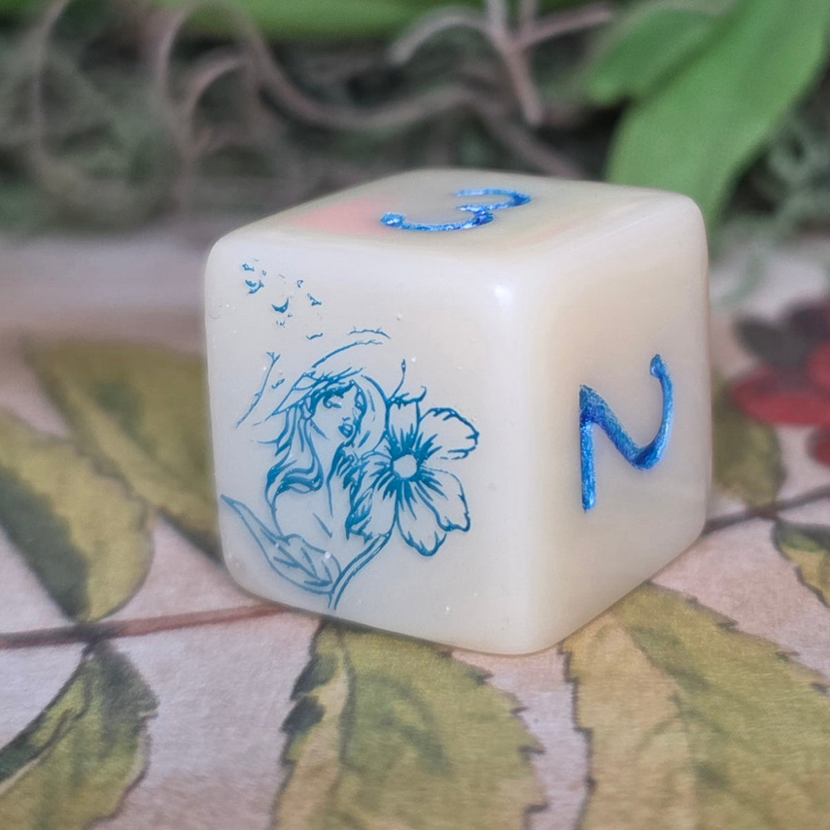 'Mushroom Maidens' Individual Bone Tone Color Handmade D6 Gaming Dice