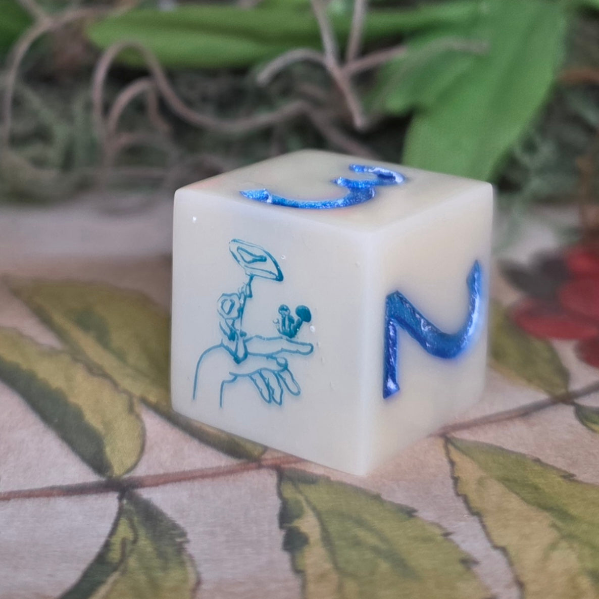 'Mushroom Maidens' Individual Bone Tone Color Handmade D6 Gaming Dice