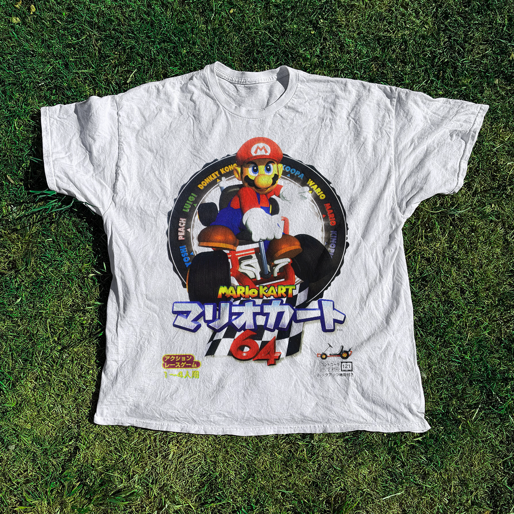Japanese 90s 'MarioKart 64' Vintage Washed White Tee