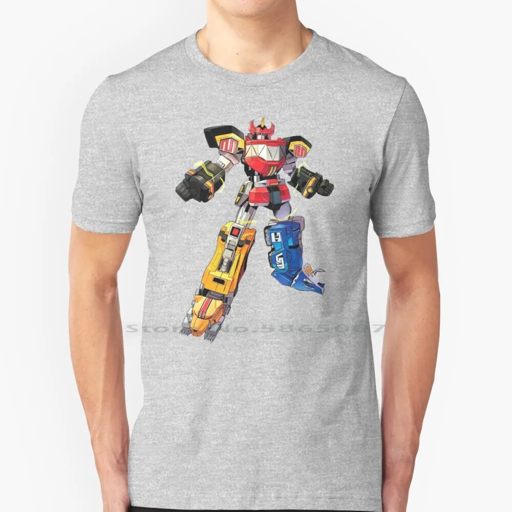 Robot Ranger Fanart T Shirt Cotton 6XL Manga Movie Nostalgia Film Cartoon Robot Heroes Power Japan Zyuranger Megazord Pink