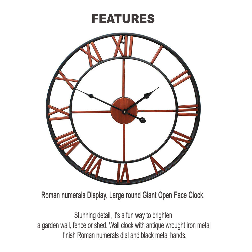 Roman Numeral Vintage Battery-Operated Antique Style Wall Clock