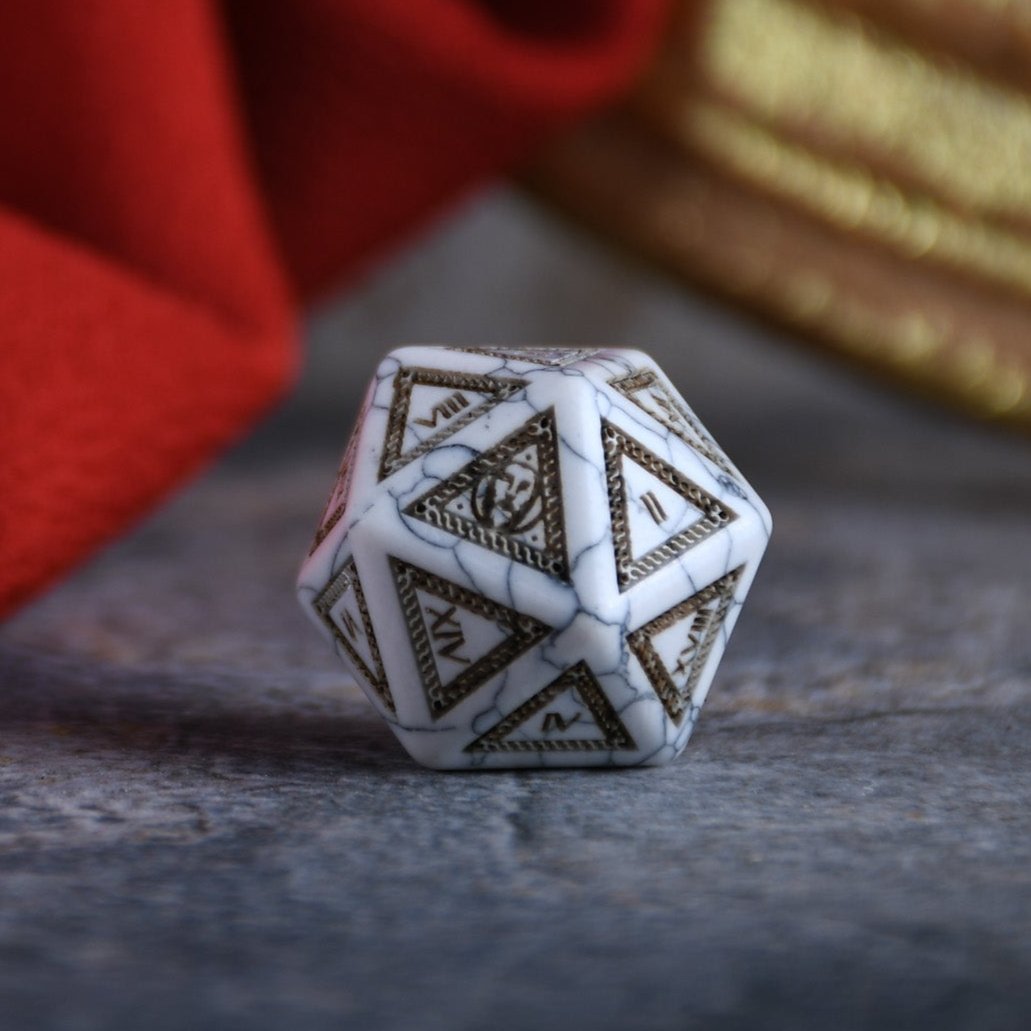 Roman White Howlite Stone Dice Set - Dice Around the World Collection