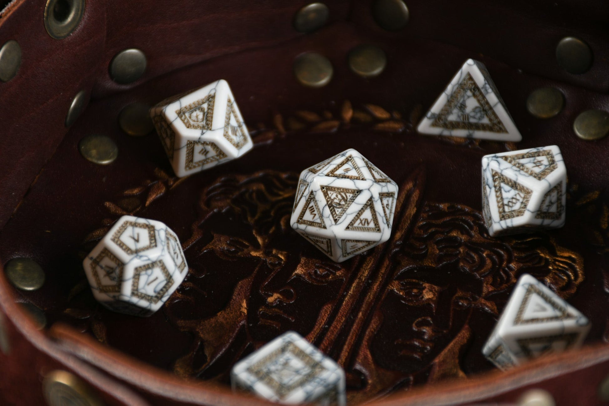 Roman White Howlite Stone Dice Set - Dice Around the World Collection