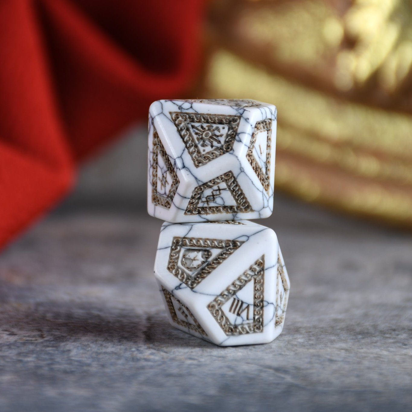 Roman White Howlite Stone Dice Set - Dice Around the World Collection