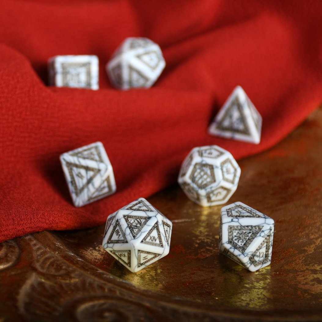 Roman White Howlite Stone Dice Set - Dice Around the World Collection