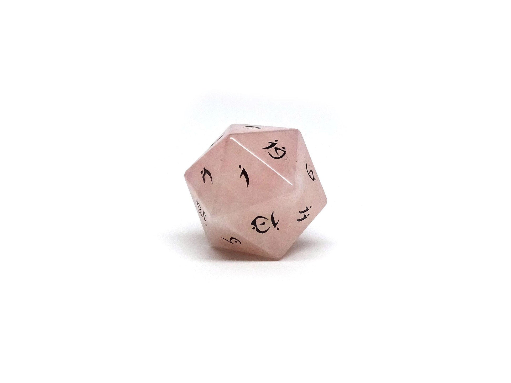 Rose Quartz D20 Dice - Elvenkind Font