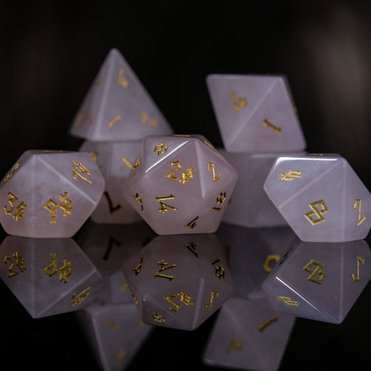 Rose Quartz Stone Dice Set