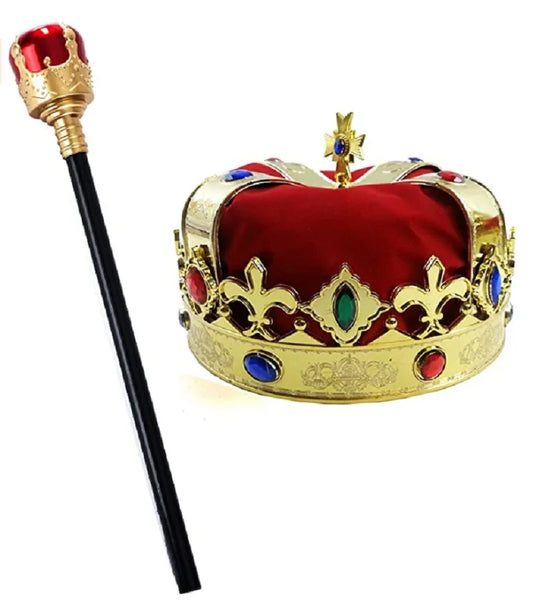 Royal King's Crown And Scepter Set  Halloween Props Party Dress Up Accessory