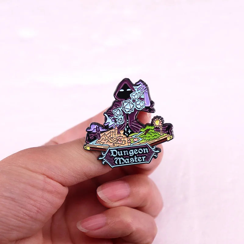 RPG Game Dungeon Enamel Pins Dragon DnD Dice D20 Lapel Badges Manga Brooches for Women Fashion Jewelry Accessories Gifts