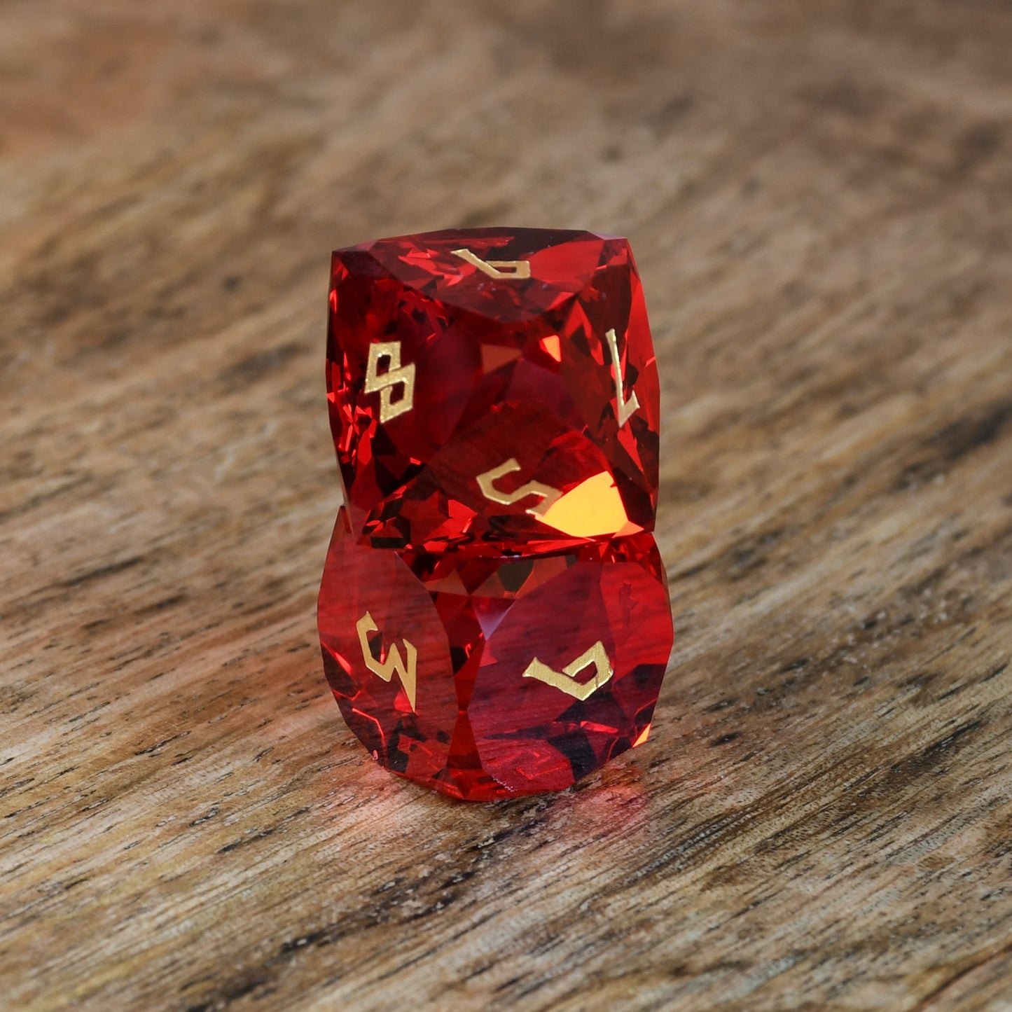 Ruby Multifaceted Glass Dice Set