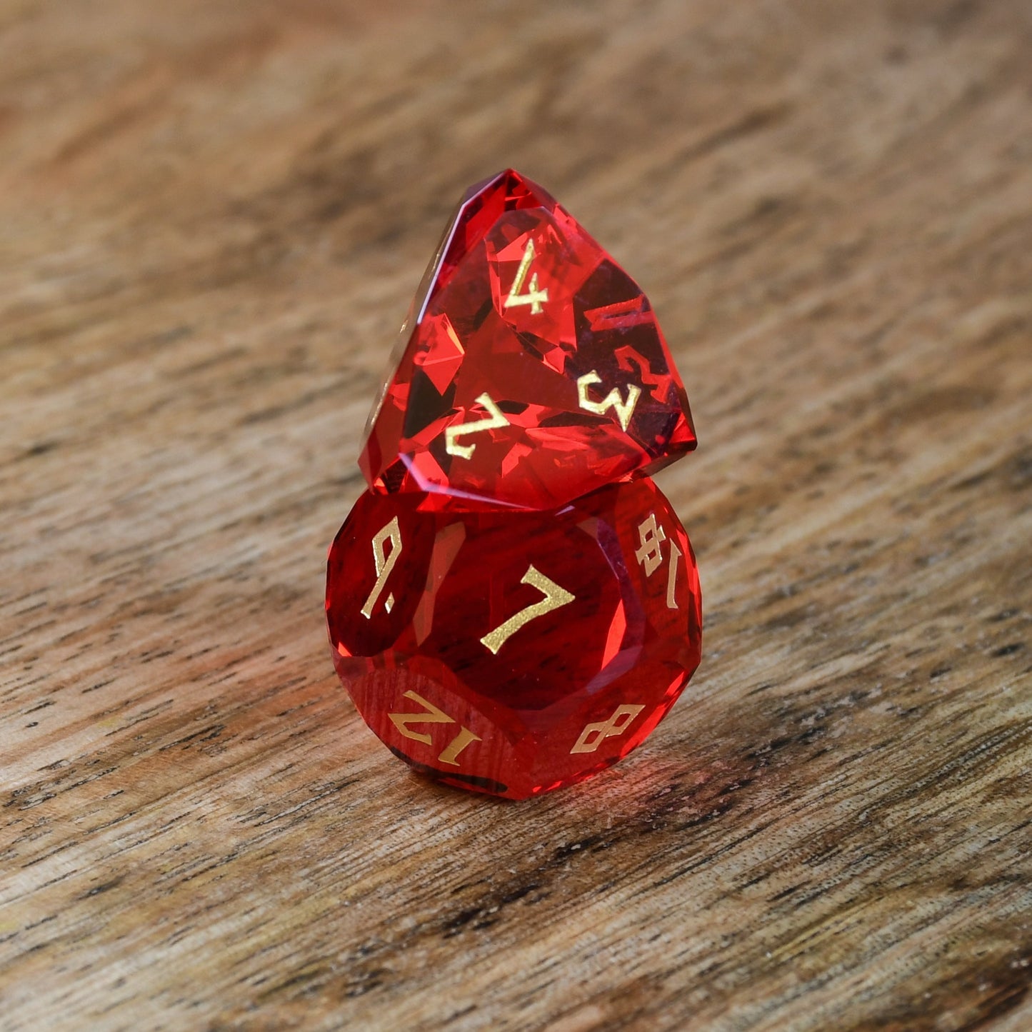 Ruby Multifaceted Glass Dice Set