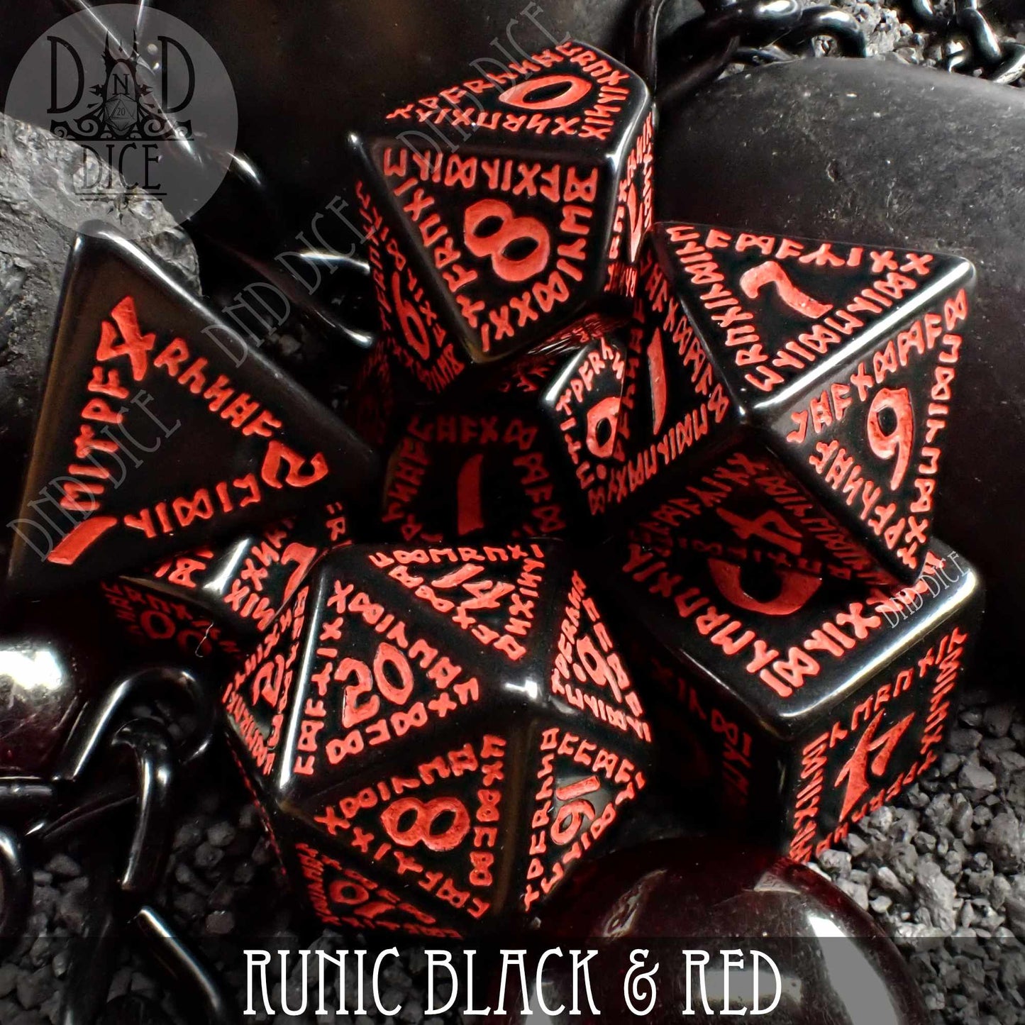 Runic Black & Red Dice Set