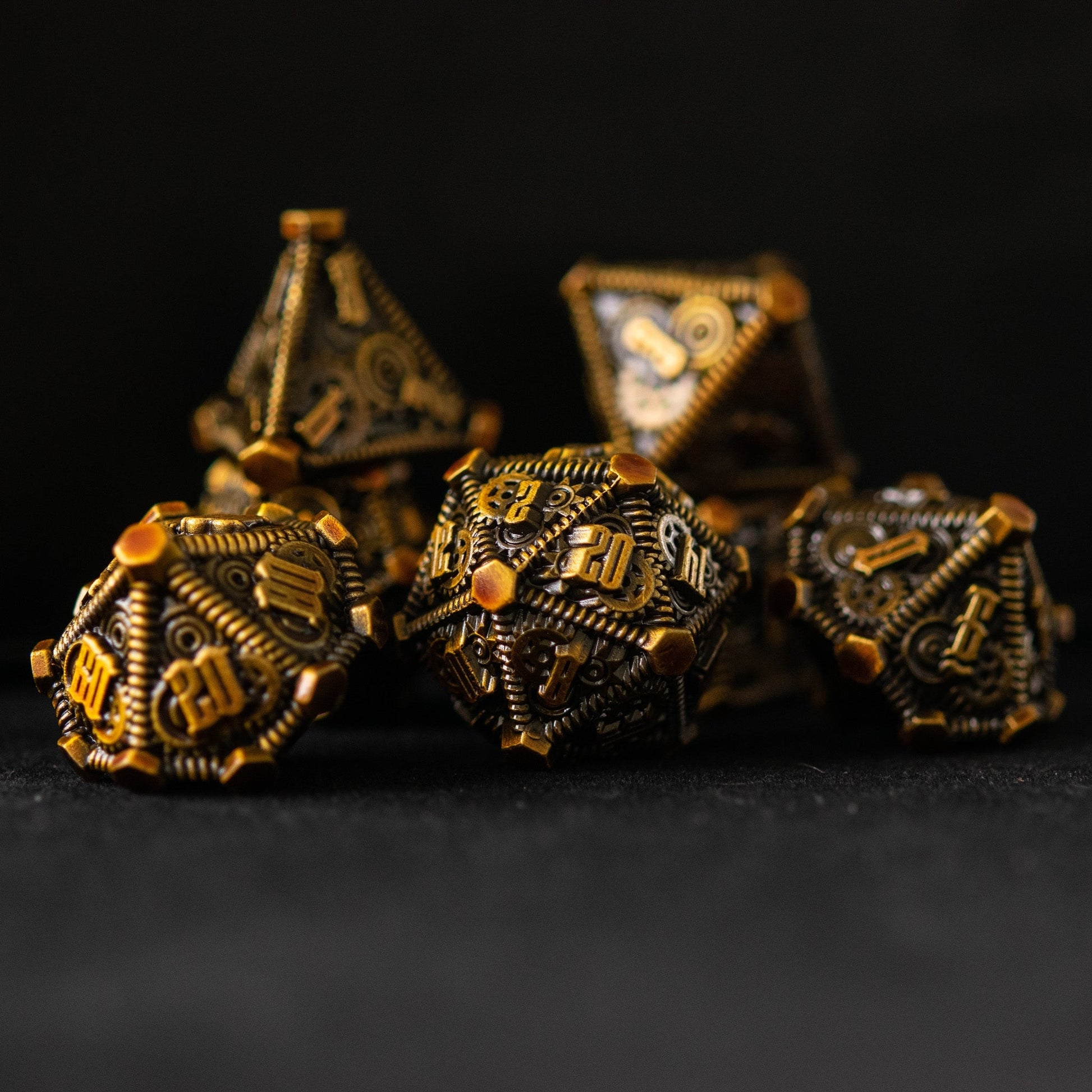 Rustic Brass - Weird West Wasteland Metal Dice Set