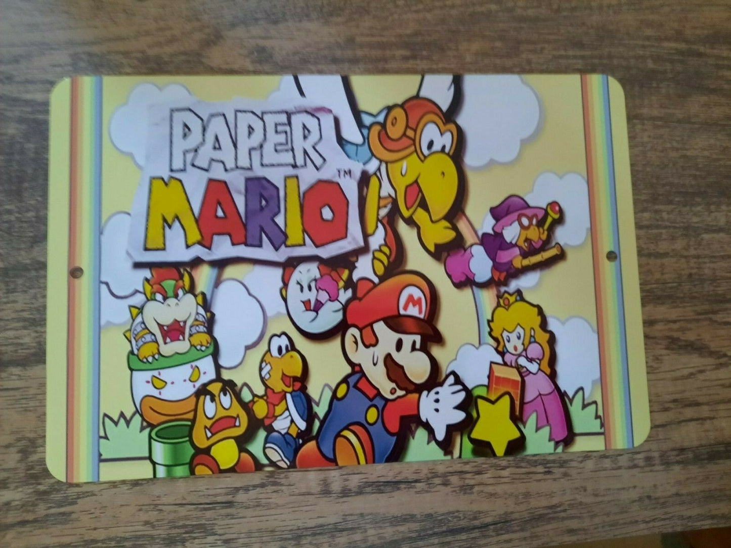 Paper Mario Video Game 8x12 Inch Metal Wall Sign Arcade