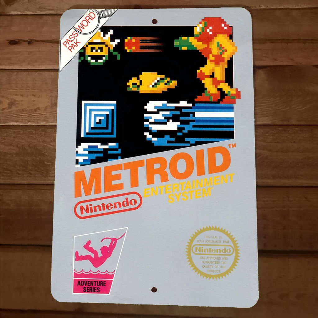 Metroid NES Box Art 8x12 Metal Wall Video Game Sign Poster