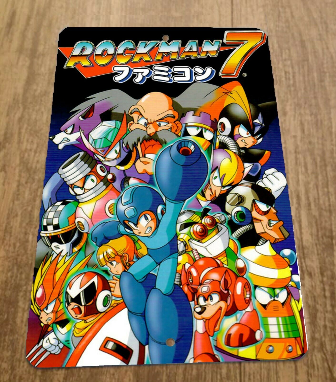 Rocketman 7 Mega Man Artwork 8x12 Inch Metal Wall Sign Retro 1980s Video Game Arcade