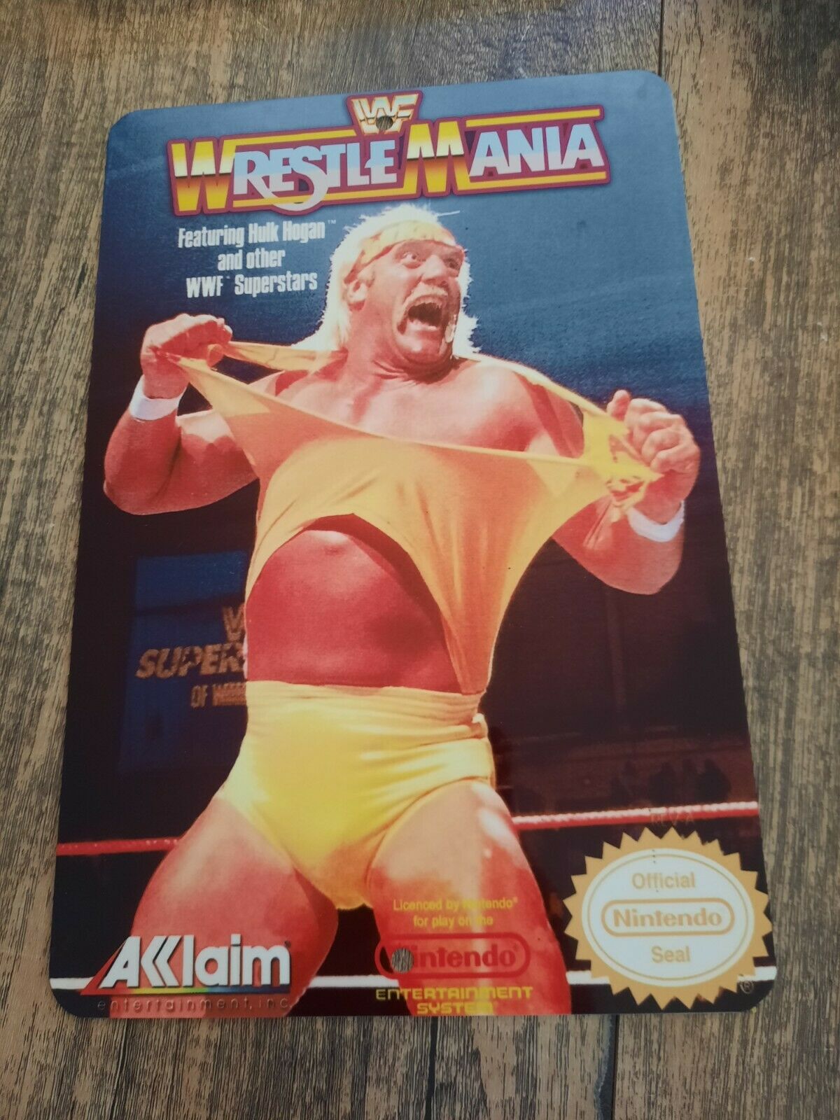 WWF Wrestlemania Nintendo Metal Wall Sign 8x12 Inches Arcade Fighting Video Game Decor