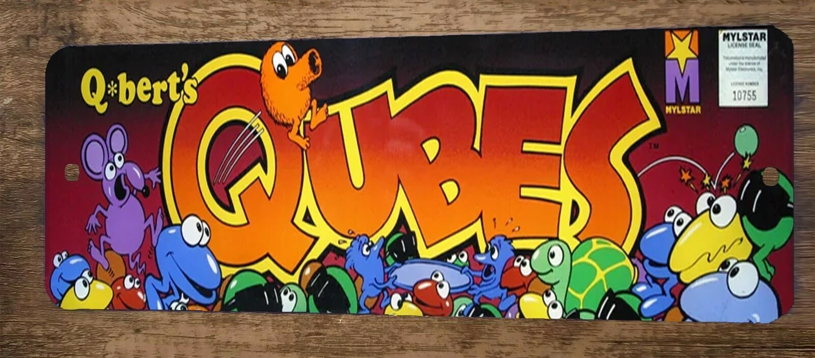 Qbert Qubes Arcade 3x12 Metal Wall Video Game Sign