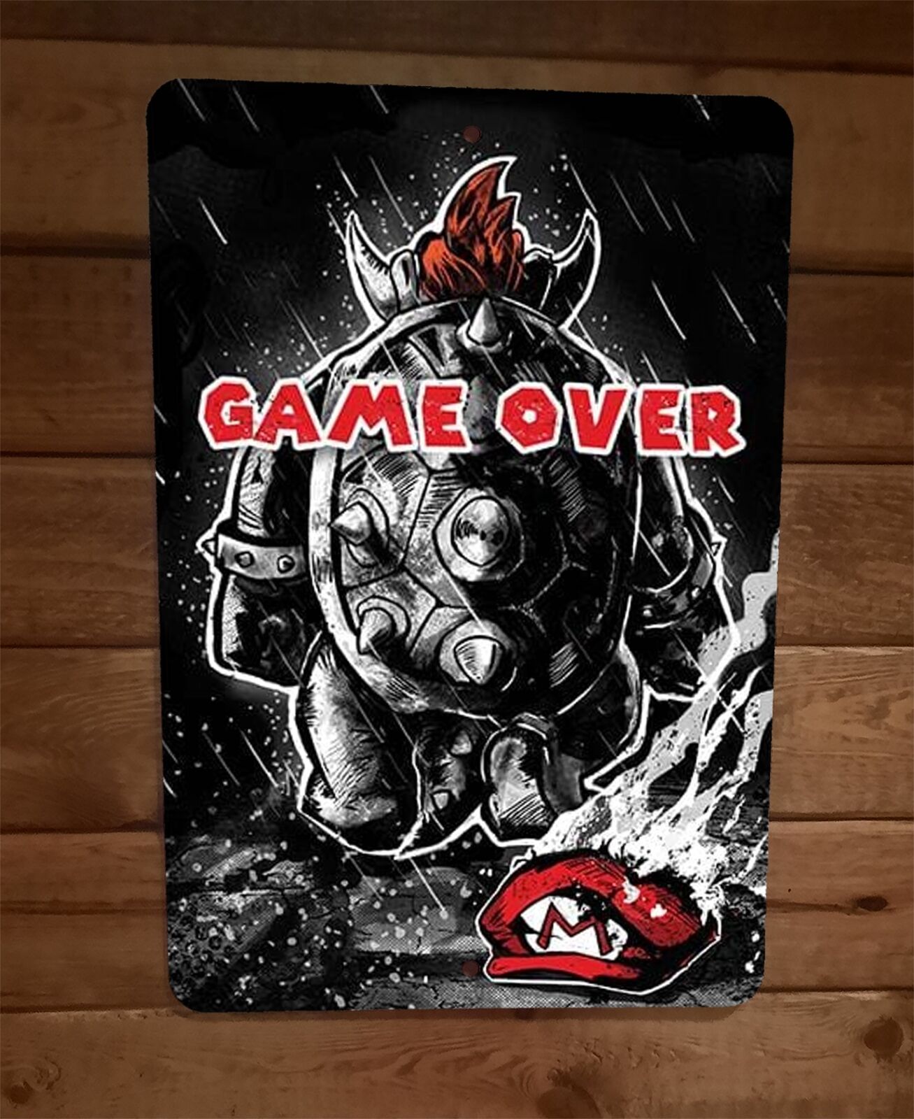 Game Over Mario Bowser Video Game 8x12 Inch Metal Wall Sign Poster