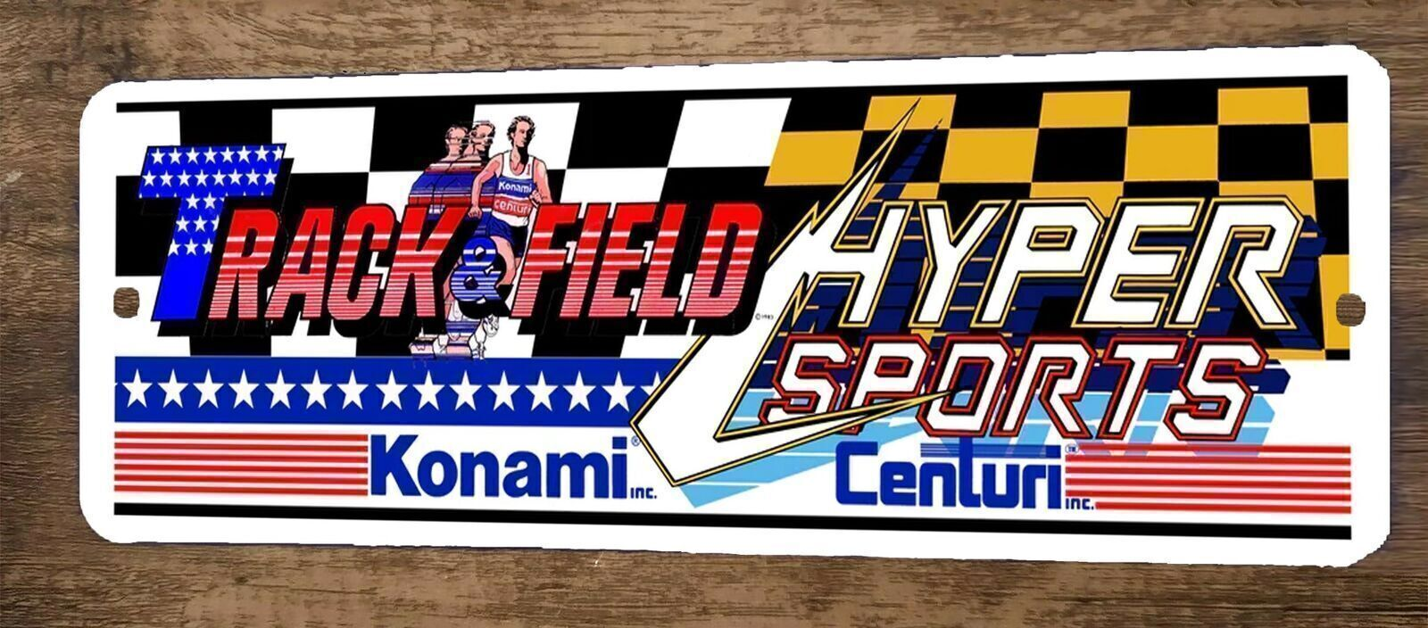 Track & Field Hyper Sports Arcade 3x12 Metal Wall Video Game Marquee Banner Sign