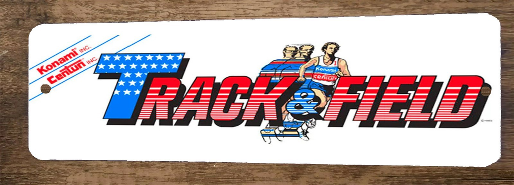 Track and Field Arcade 3x12 Metal Wall Video Game Marquee Banner Sign