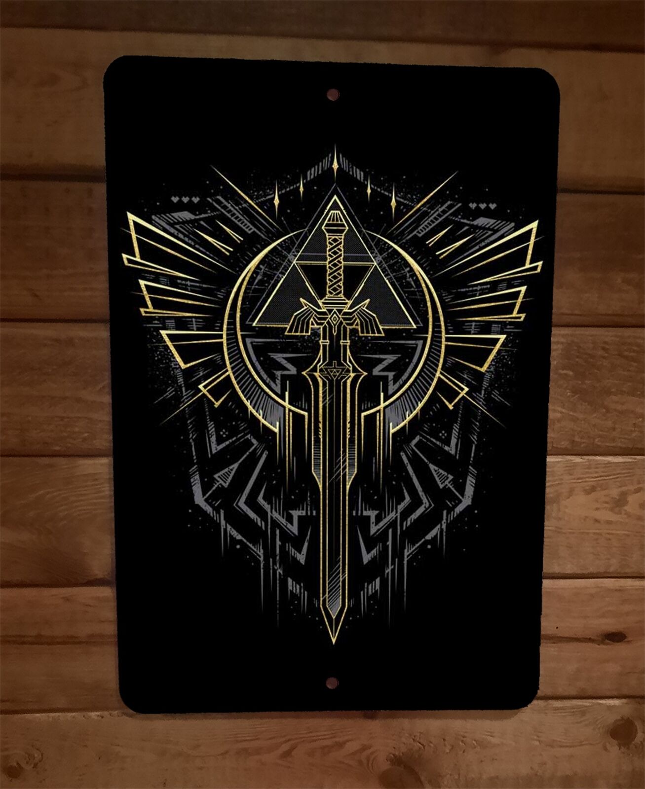 The Hero Links Sword and Shield Metal Wall Sign Poster for Zelda Video Game, 8x12 Inches