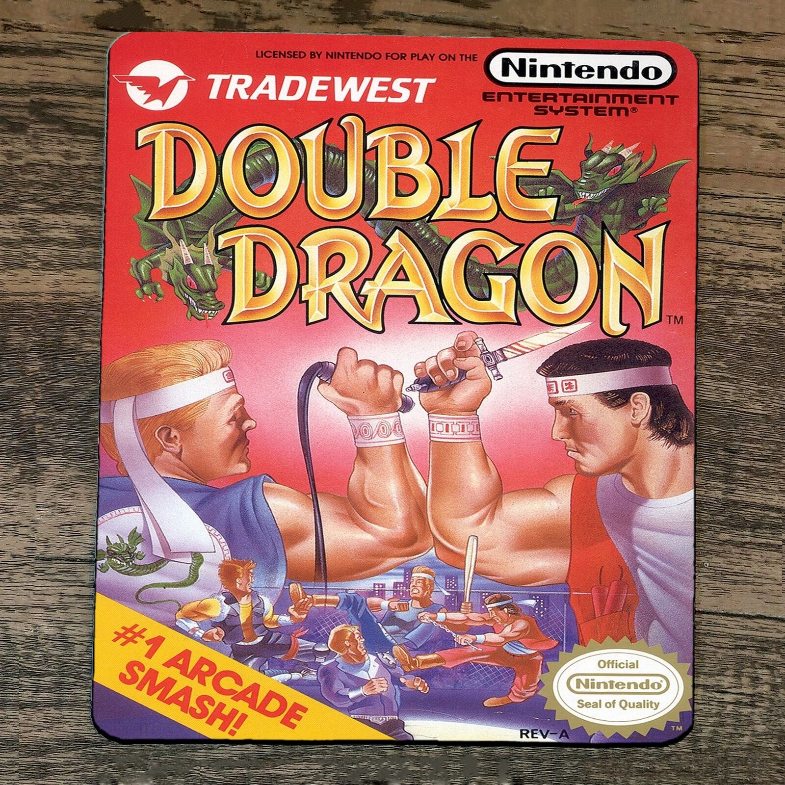 Double Dragon Classic Arcade Video Game NES Box Cover Mouse Pad