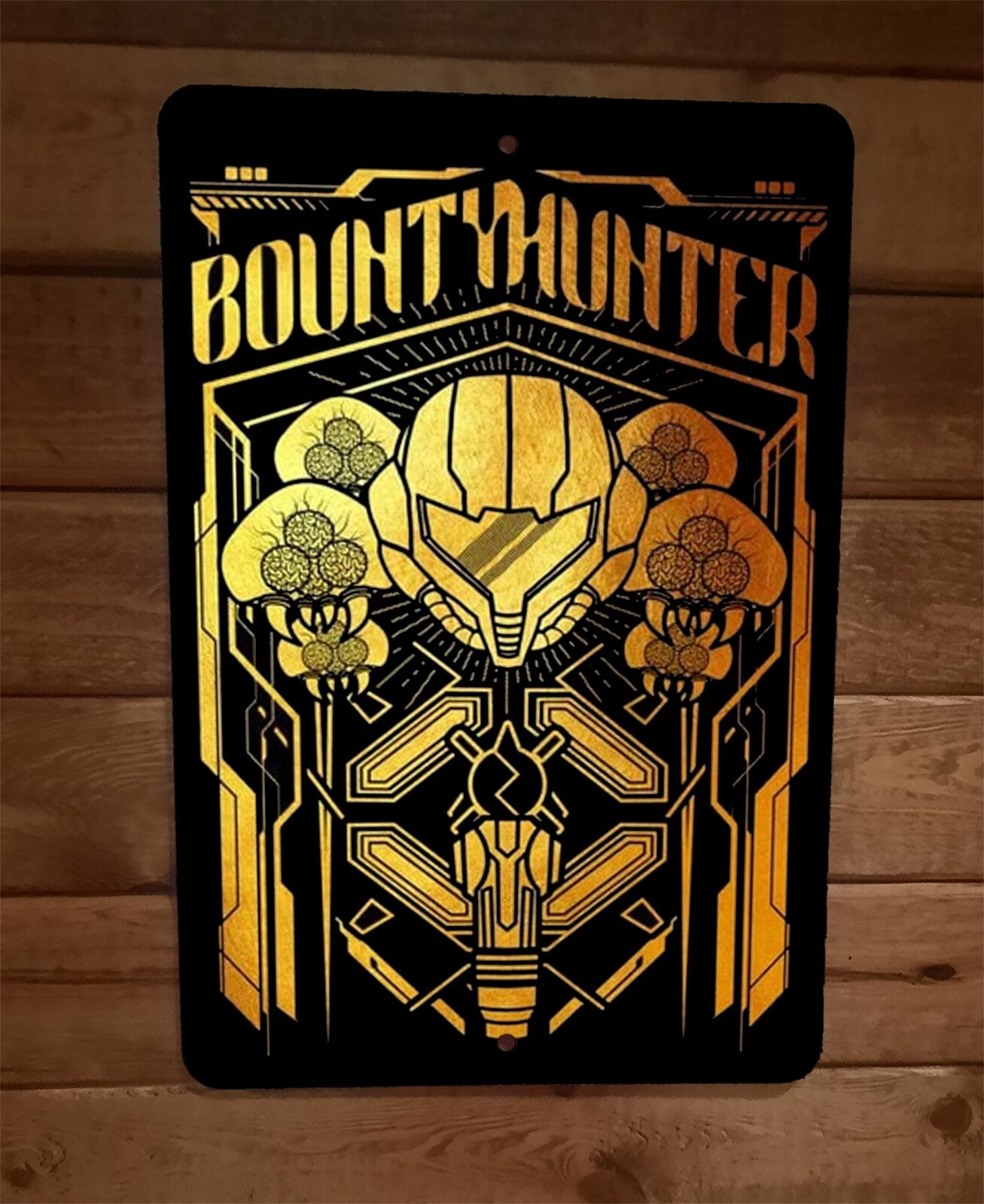 Metroid Bounty Hunter 8x12 Inch Metal Wall Sign for Video Game and Arcade Decor