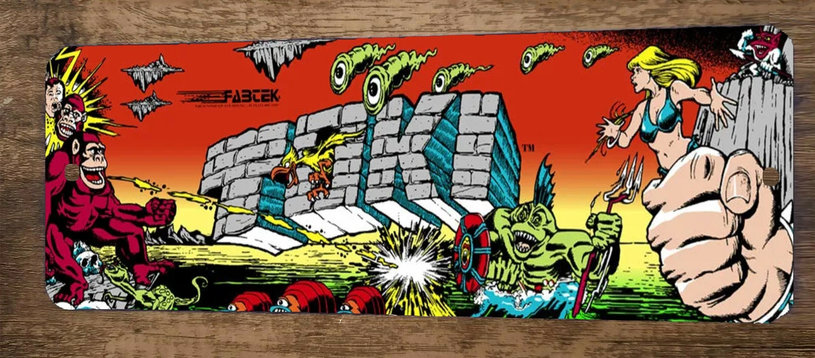 Tiki 3x12 Metal Wall Arcade Video Game Sign