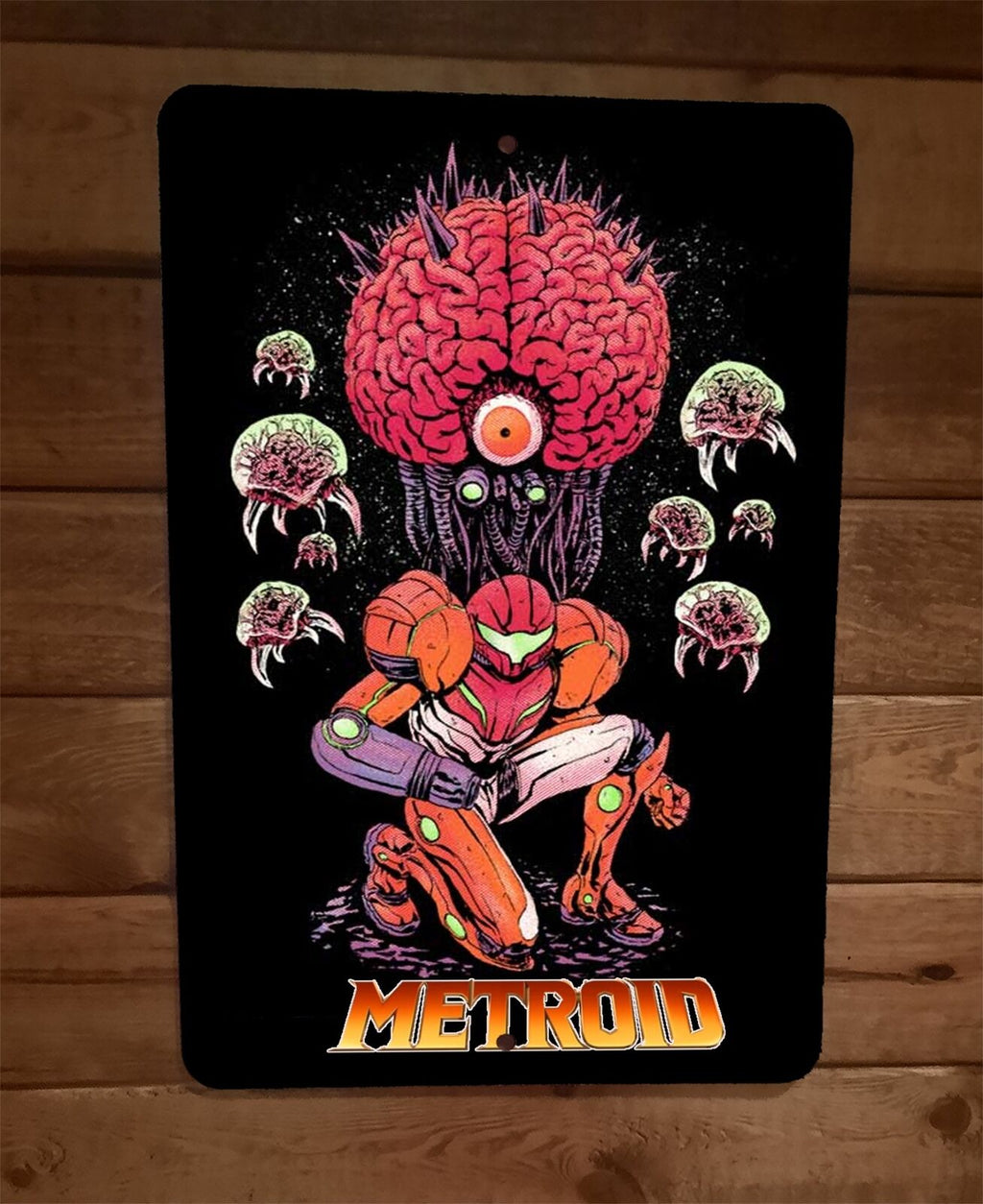 Mother Brain Metroid 8x12 Inch Metal Wall Sign Poster Video Game