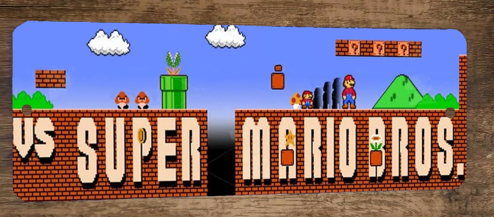 VS Super Mario Bros 3x12 Inch Metal Wall Sign for Video Game Arcade