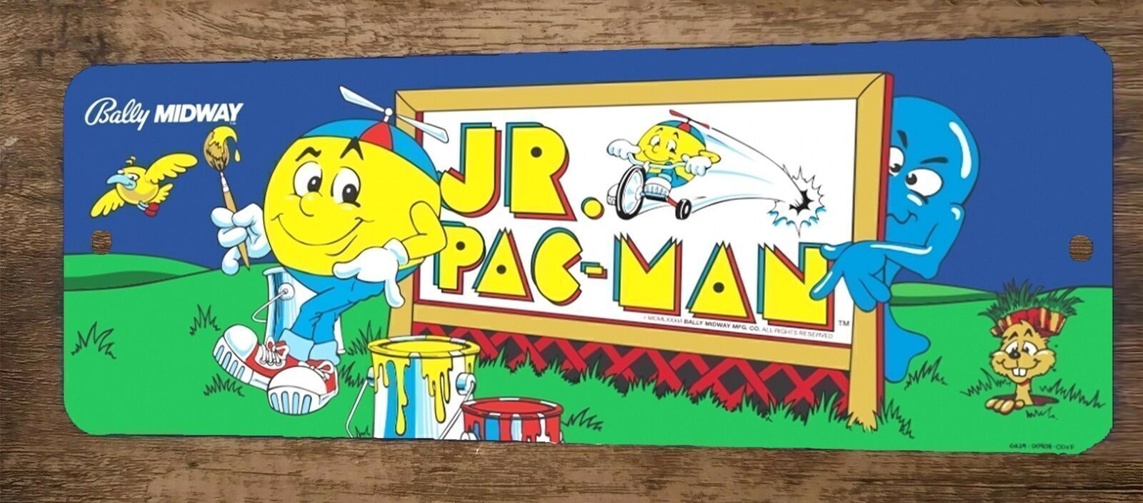 Jr Pac Man Arcade 3x12 Metal Wall Video Game Sign