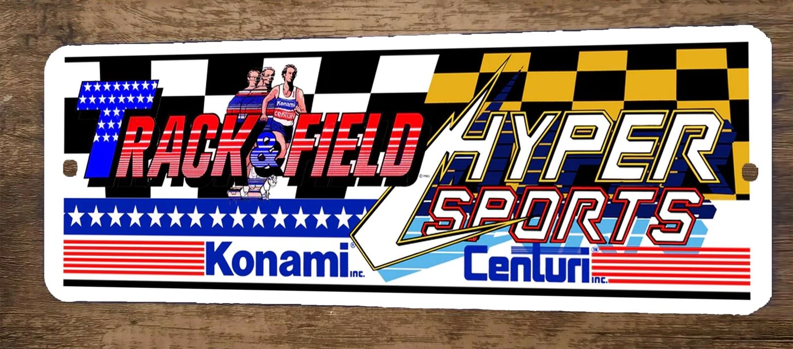Track & Field Hyper Sports Arcade 4x12 Metal Wall Video Game Marquee Banner Sign