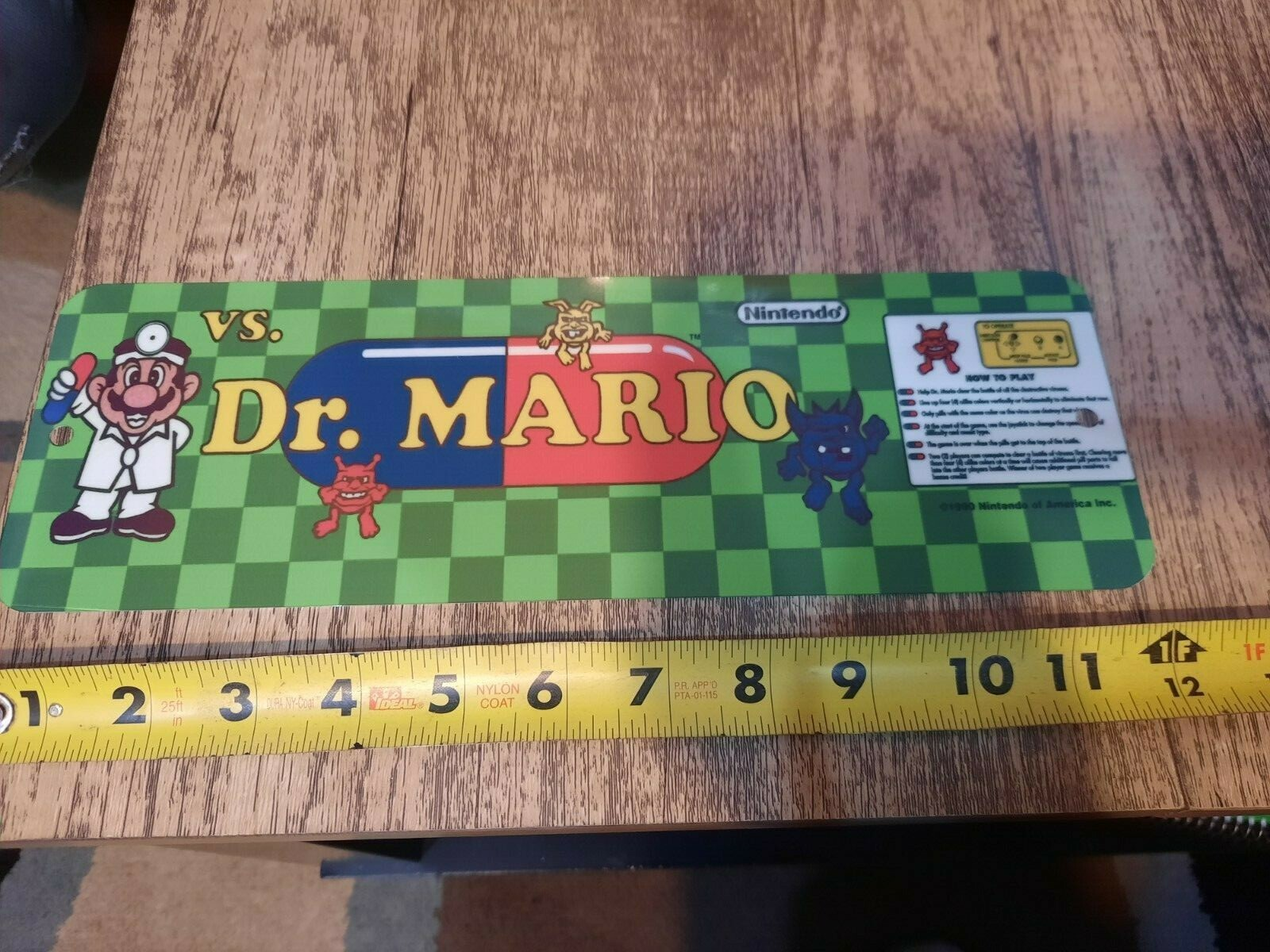Dr. Mario Classic Arcade Video Game Marquee Banner 3x12 Inch Metal Wall Sign