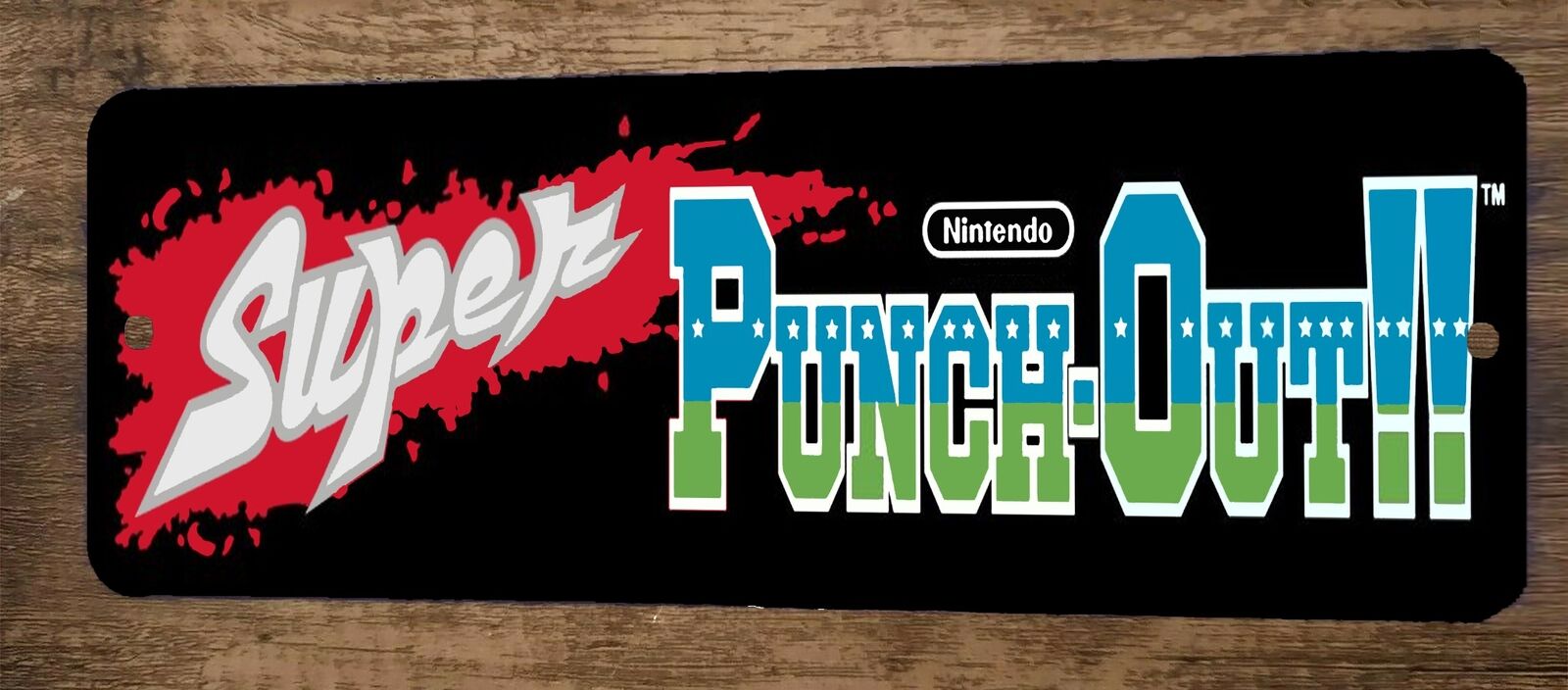Super Punch Out Arcade 4x12 Inch Metal Wall Video Game Marquee Banner Sign