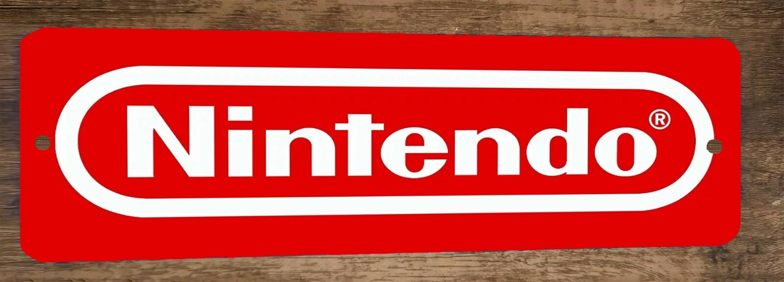 Red Nintendo Logo Video Game 3x12 Inch Metal Wall Sign