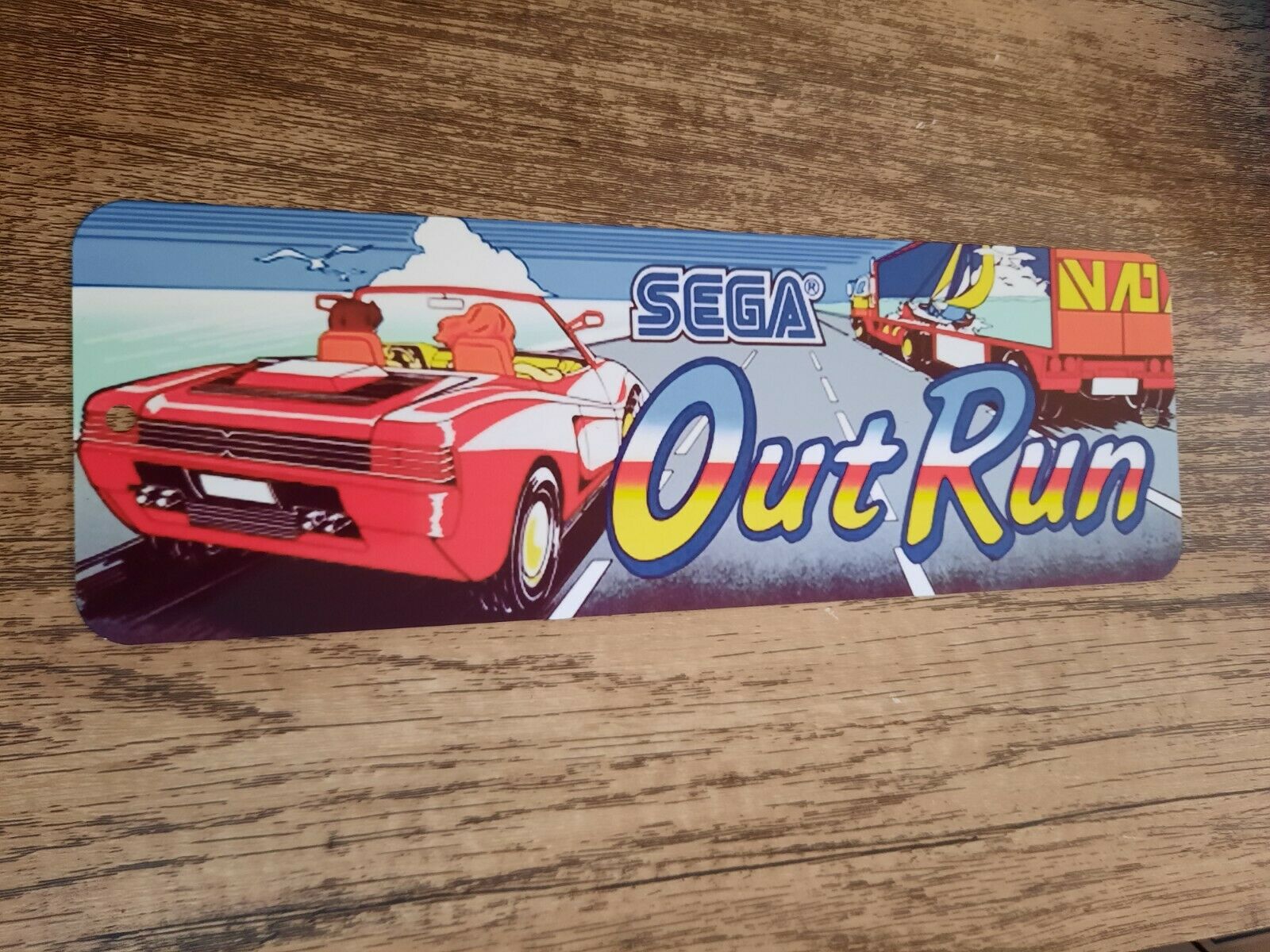 Outrun Classic Arcade Marquee Banner 4x12 Metal Wall Sign Sega Retro 1980s Video Game