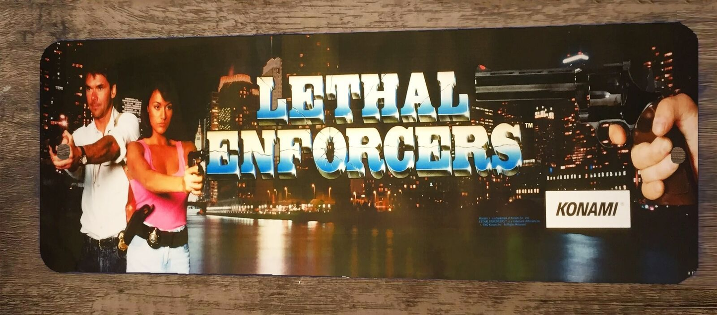 Lethal Enforcers Arcade 3x12  Metal Wall Video Game Marquee Banner Sign