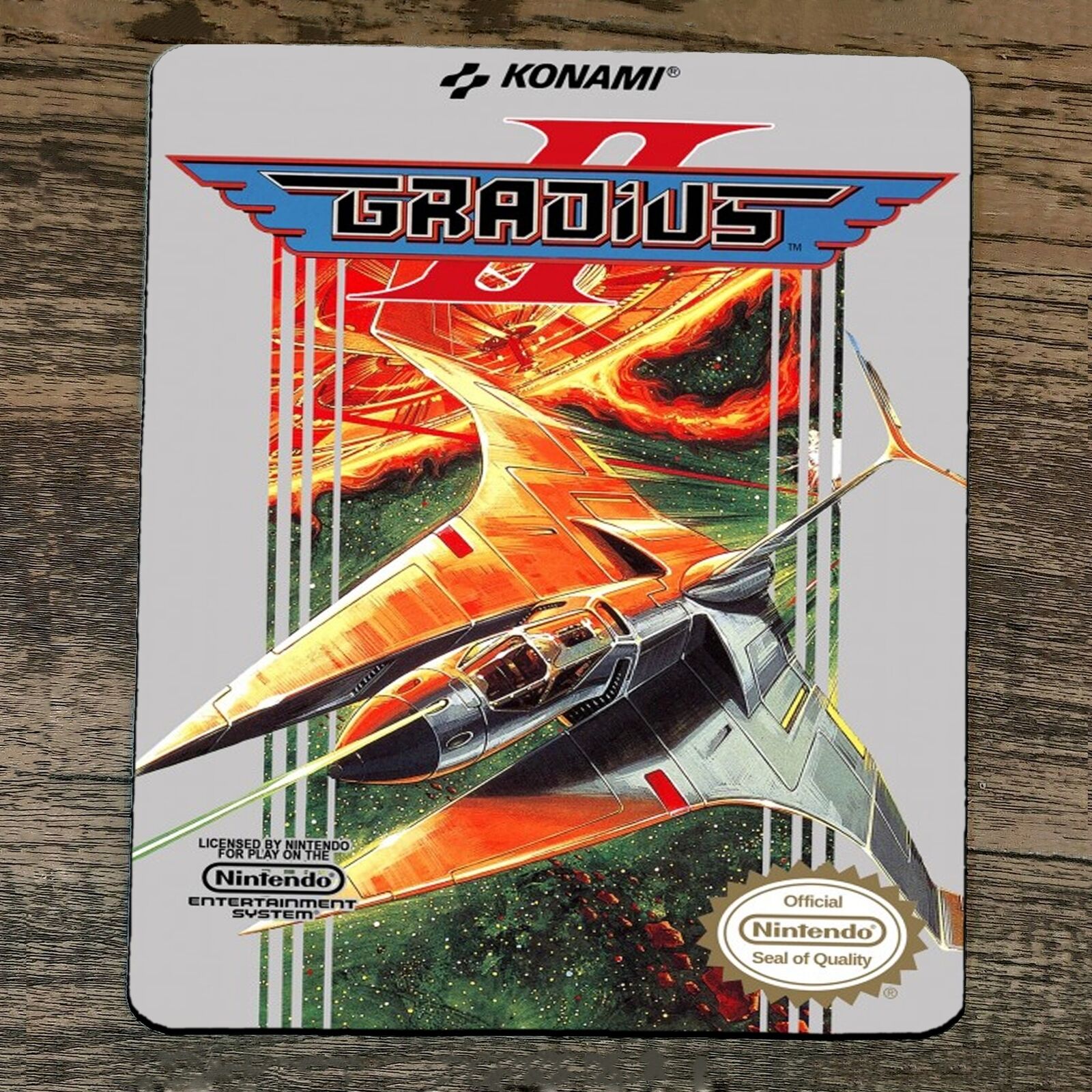 Gradius II Classic Arcade Video Game Mouse Pad NES Box Art Design