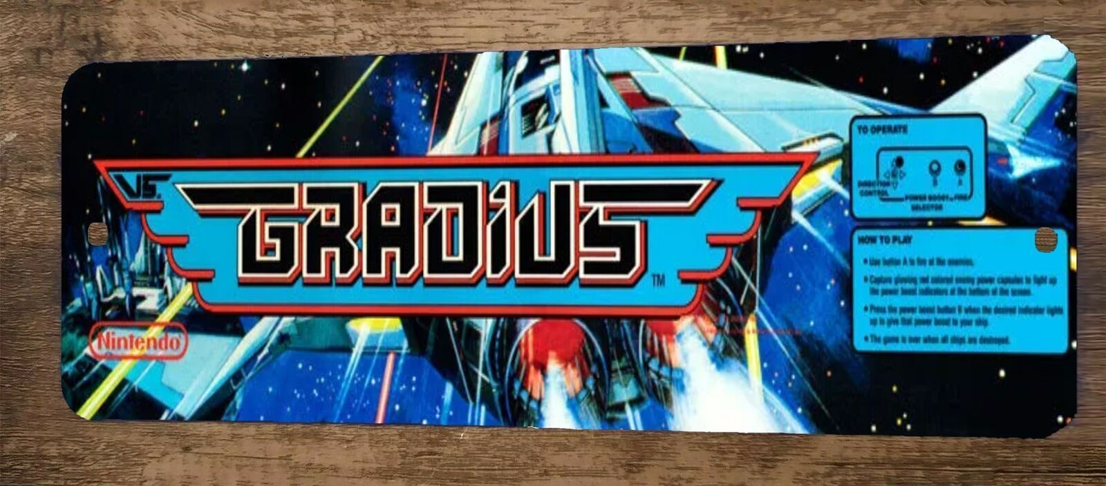 Gradius Arcade 3x12 Metal Wall Video Game Sign