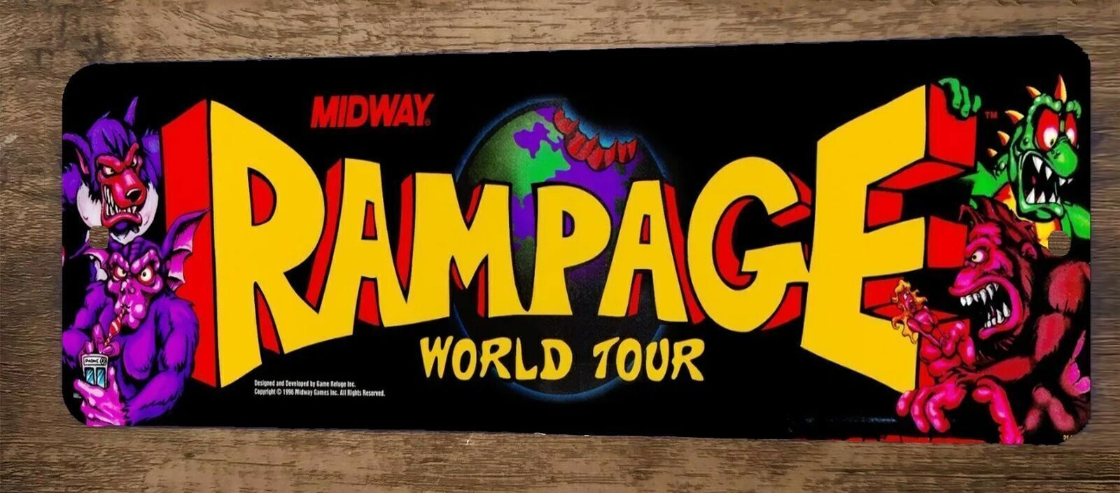 Rampage World Tour Arcade Video Game 3x12 Metal Wall Sign  Marquee Banner Poster