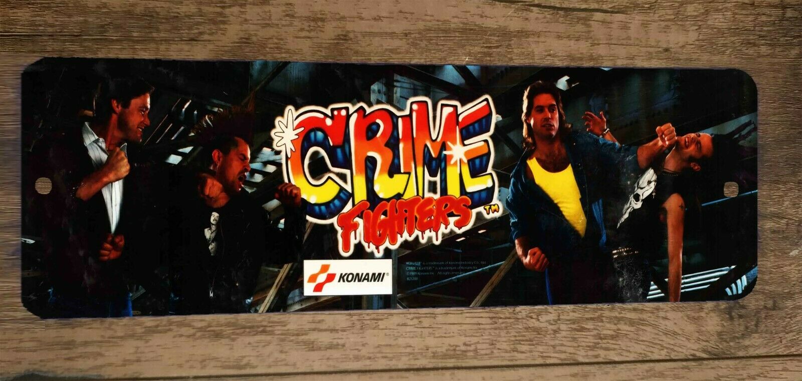 4x12 Crime Fighters Video Game Arcade Metal Wall Sign Marquee Banner Retro 80s